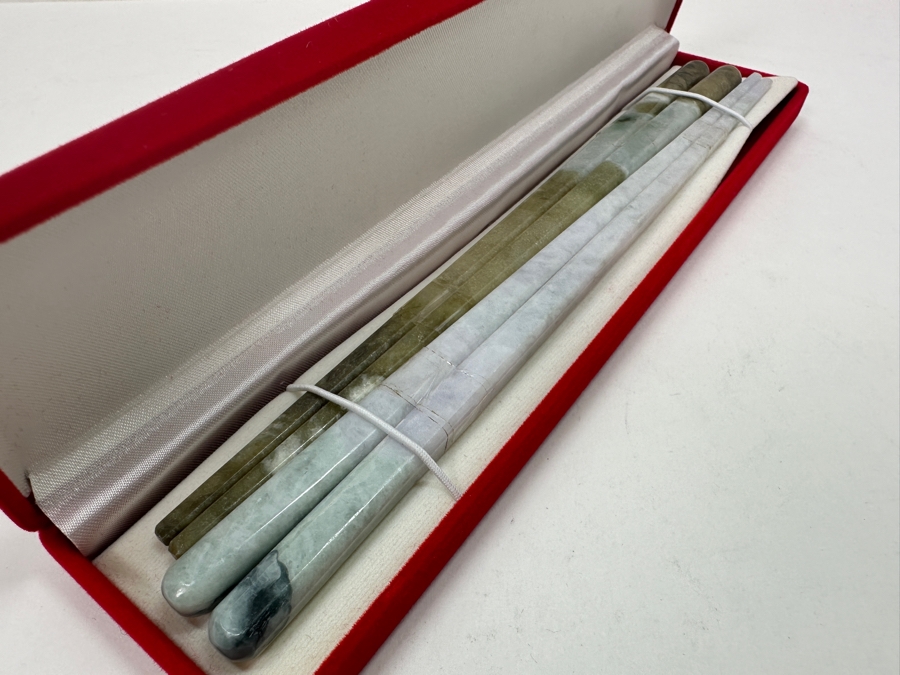 Jade Chopsticks in Box 9' W [Photo 7]