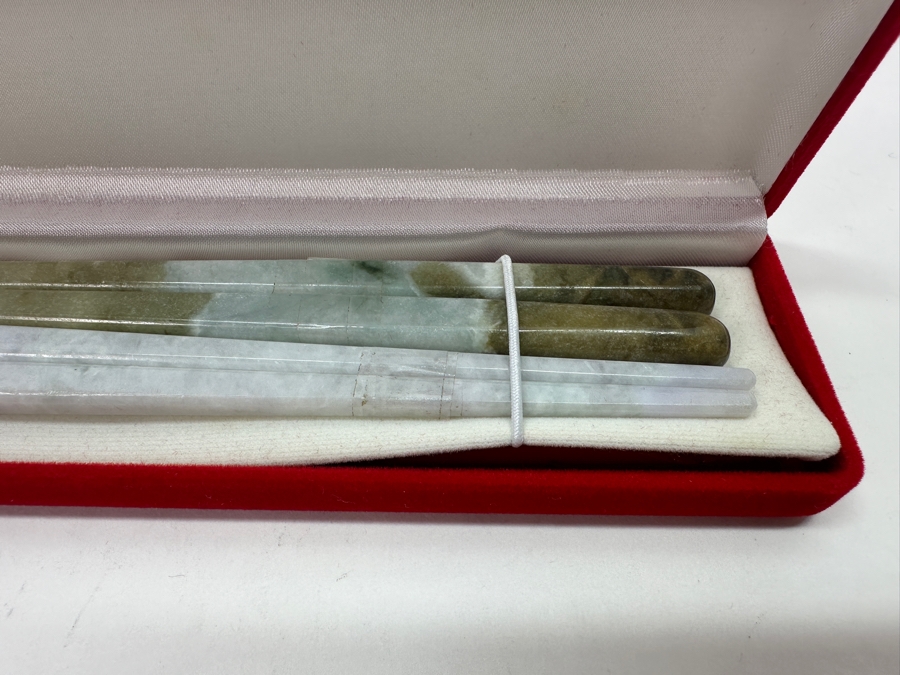 Jade Chopsticks in Box 9' W [Photo 5]