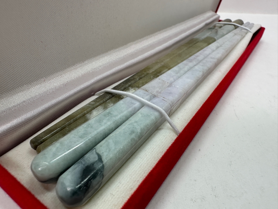 Jade Chopsticks in Box 9' W [Photo 6]