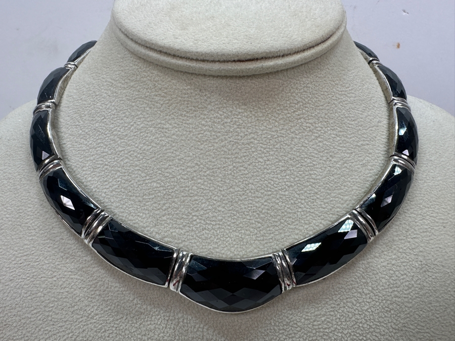 Sterling Silver and Onyx Necklace 85g [Photo 4]