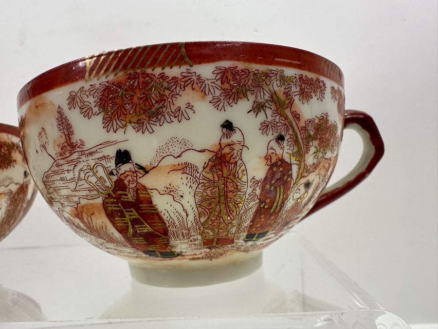 Japanese Kutani Teacups with Geisha 4W X 2H [Photo 7]