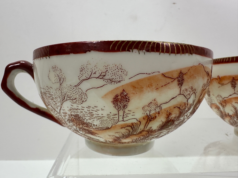 Japanese Kutani Teacups with Geisha 4W X 2H [Photo 8]