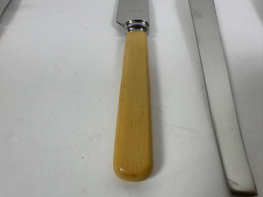 (1) Sterling Silver Georg Jensen Knife, (1) Modernist Set Of Hackman Finland Stainless Steel Salad Serving Set And (6) Vintage Arthur Price & Co Sheffield England Knives [Photo 14]