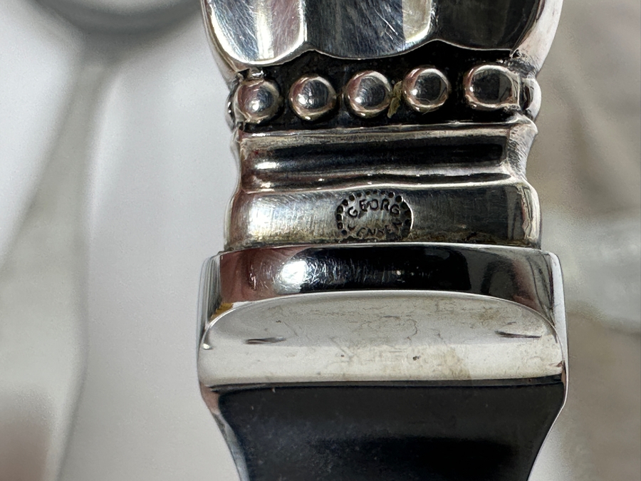 (1) Sterling Silver Georg Jensen Knife, (1) Modernist Set Of Hackman Finland Stainless Steel Salad Serving Set And (6) Vintage Arthur Price & Co Sheffield England Knives [Photo 5]