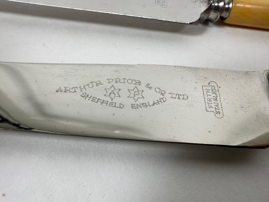 (1) Sterling Silver Georg Jensen Knife, (1) Modernist Set Of Hackman Finland Stainless Steel Salad Serving Set And (6) Vintage Arthur Price & Co Sheffield England Knives [Photo 13]