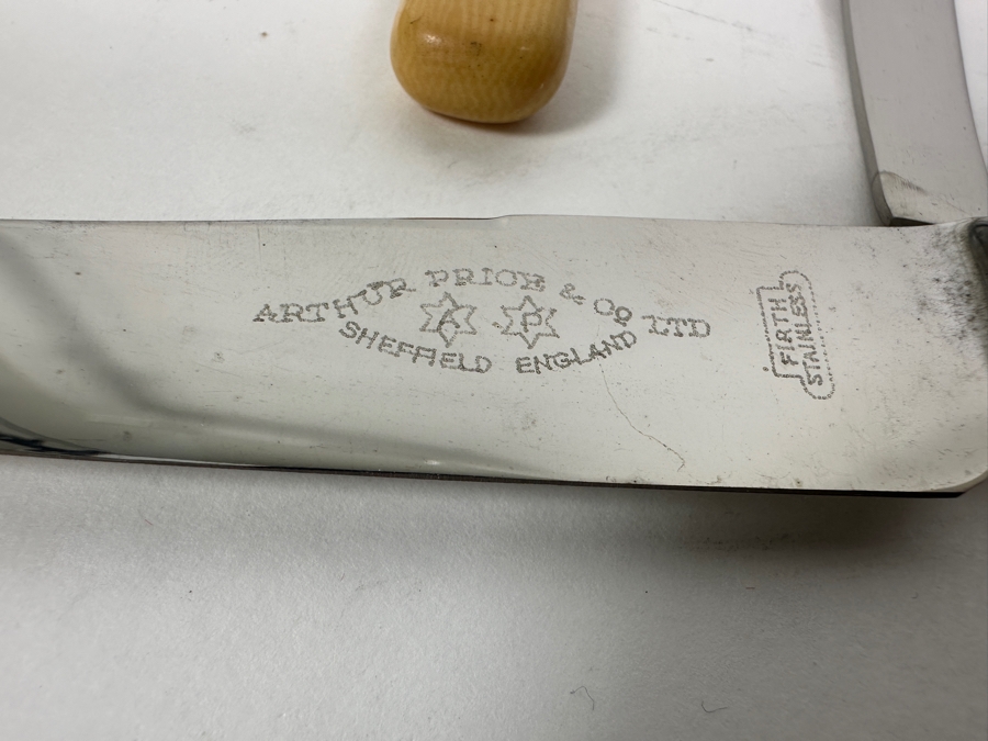 (1) Sterling Silver Georg Jensen Knife, (1) Modernist Set Of Hackman Finland Stainless Steel Salad Serving Set And (6) Vintage Arthur Price & Co Sheffield England Knives [Photo 12]