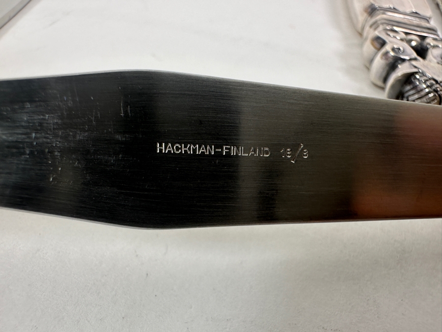 (1) Sterling Silver Georg Jensen Knife, (1) Modernist Set Of Hackman Finland Stainless Steel Salad Serving Set And (6) Vintage Arthur Price & Co Sheffield England Knives [Photo 10]