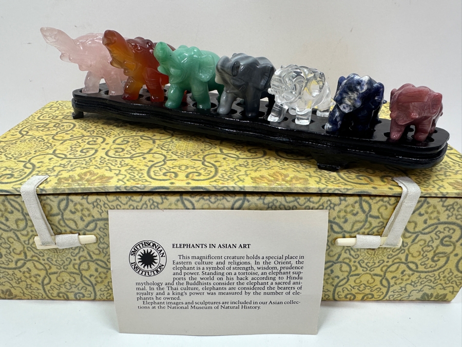 Set of (7) Hand Carved Stone Elephants from the Smithsonian Museum [Photo 4]