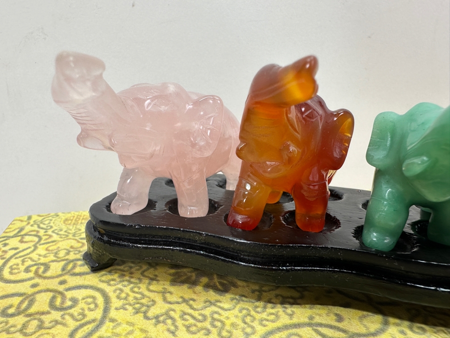 Set of (7) Hand Carved Stone Elephants from the Smithsonian Museum [Photo 8]