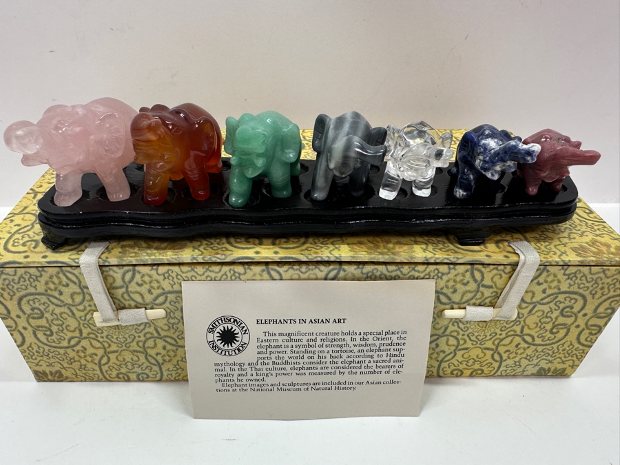 Set of (7) Hand Carved Stone Elephants from the Smithsonian Museum [Photo 3]