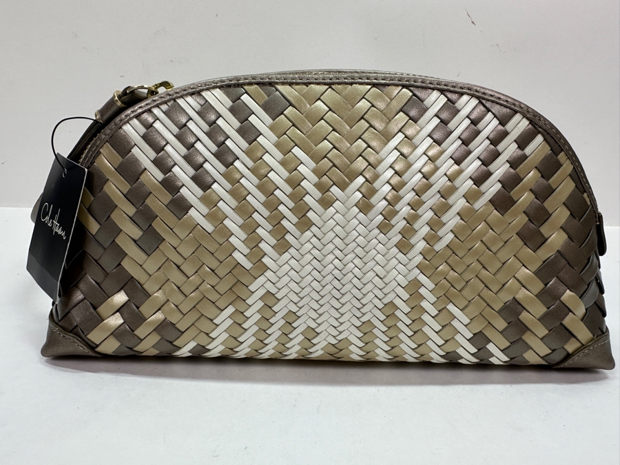 Cole Haan Woven Large Dome Wristlet Handbag in Metallic Plaid Retails $225 [Photo 5]