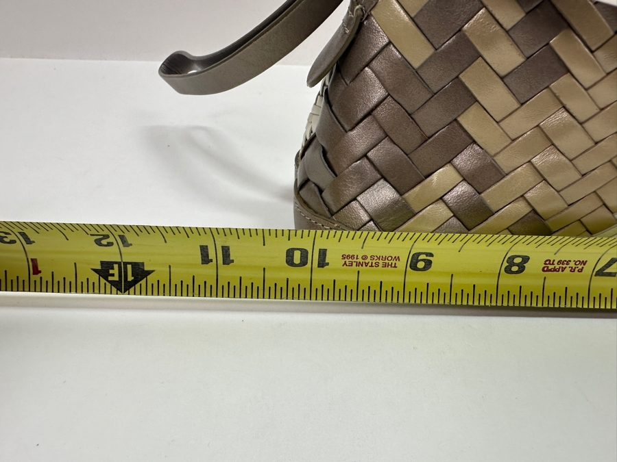 Cole Haan Woven Large Dome Wristlet Handbag in Metallic Plaid Retails $225 [Photo 7]