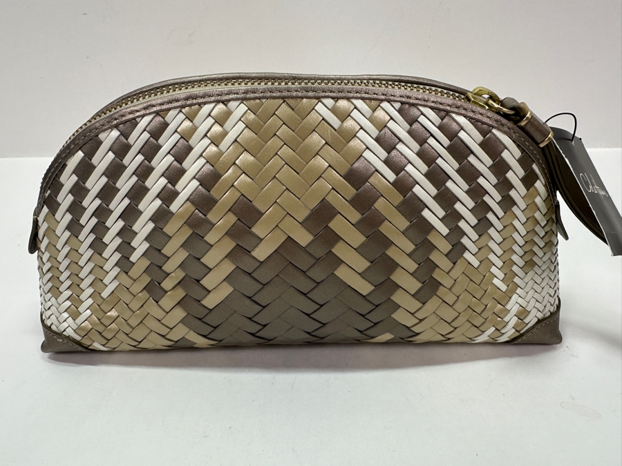 Cole Haan Woven Large Dome Wristlet Handbag in Metallic Plaid Retails $225 [Photo 3]