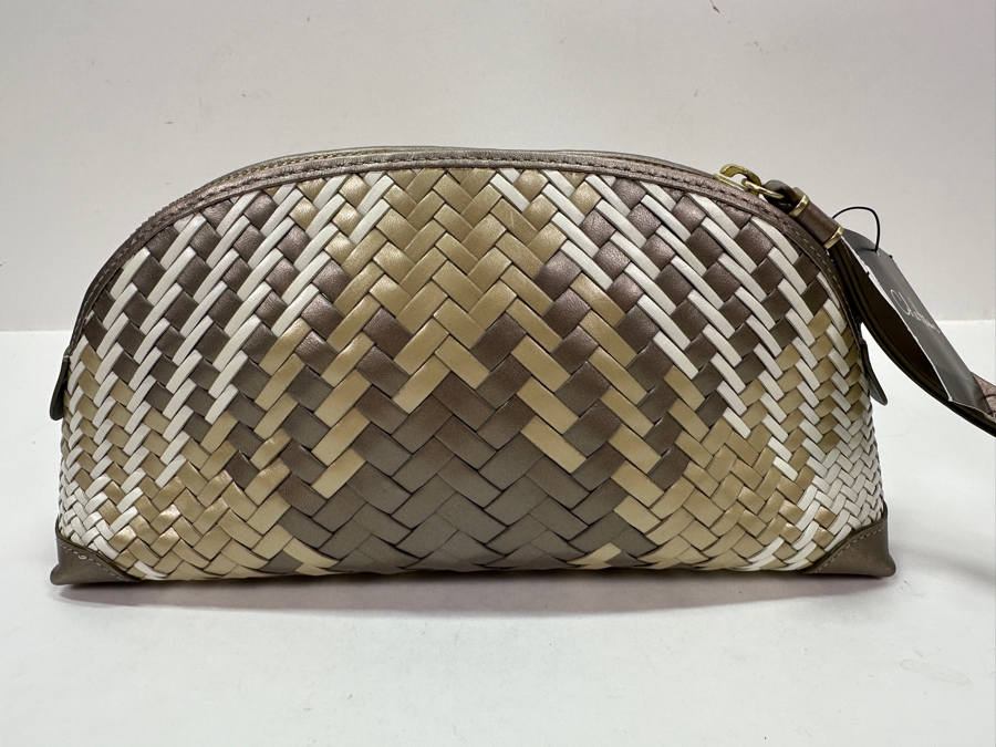 Cole Haan Woven Large Dome Wristlet Handbag in Metallic Plaid Retails $225 [Photo 2]