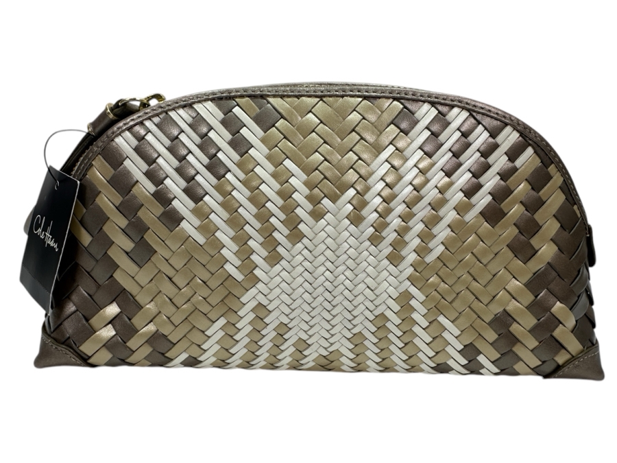 Cole Haan Woven Large Dome Wristlet Handbag in Metallic Plaid Retails $225 [Photo 1]