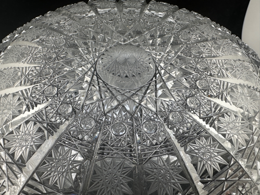 Stunning Bohemian Hand Cut Czechoslovakian Crystal Bowl 8.25'W x 3.25'H [Photo 10]