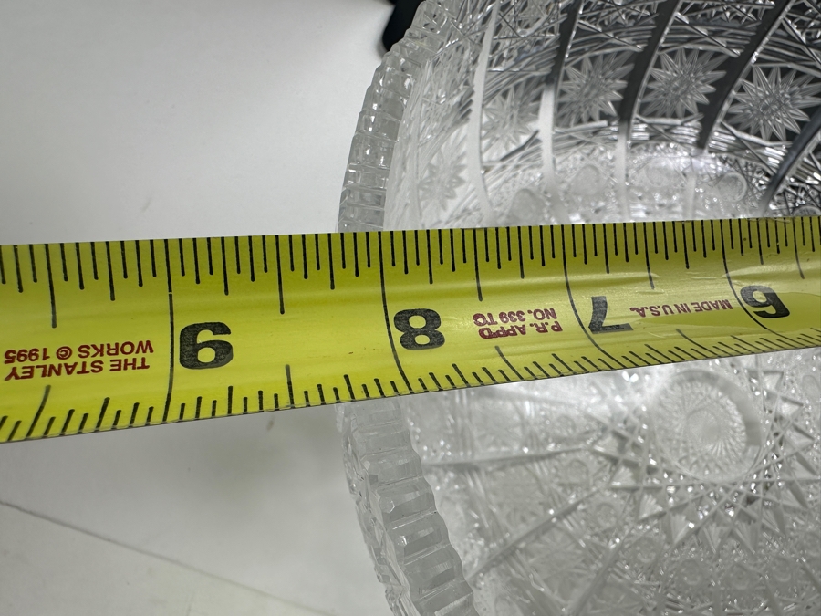 Stunning Bohemian Hand Cut Czechoslovakian Crystal Bowl 8.25'W x 3.25'H [Photo 11]