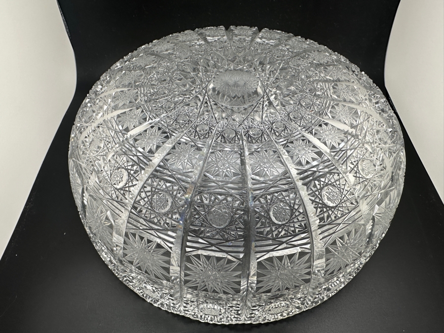 Stunning Bohemian Hand Cut Czechoslovakian Crystal Bowl 8.25'W x 3.25'H [Photo 9]