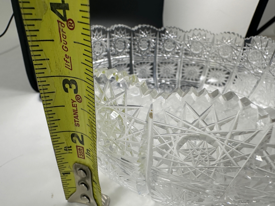 Stunning Bohemian Hand Cut Czechoslovakian Crystal Bowl 8.25'W x 3.25'H [Photo 12]