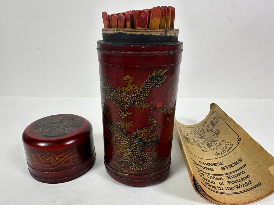 Chinese Fortune Sticks in Red Dragon Phoenix Box  [Photo 3]