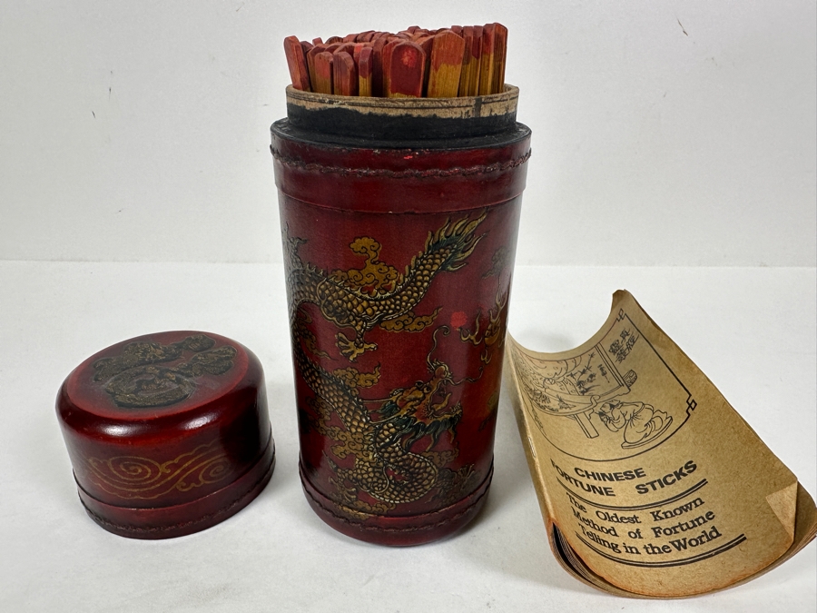 Chinese Fortune Sticks in Red Dragon Phoenix Box  [Photo 2]