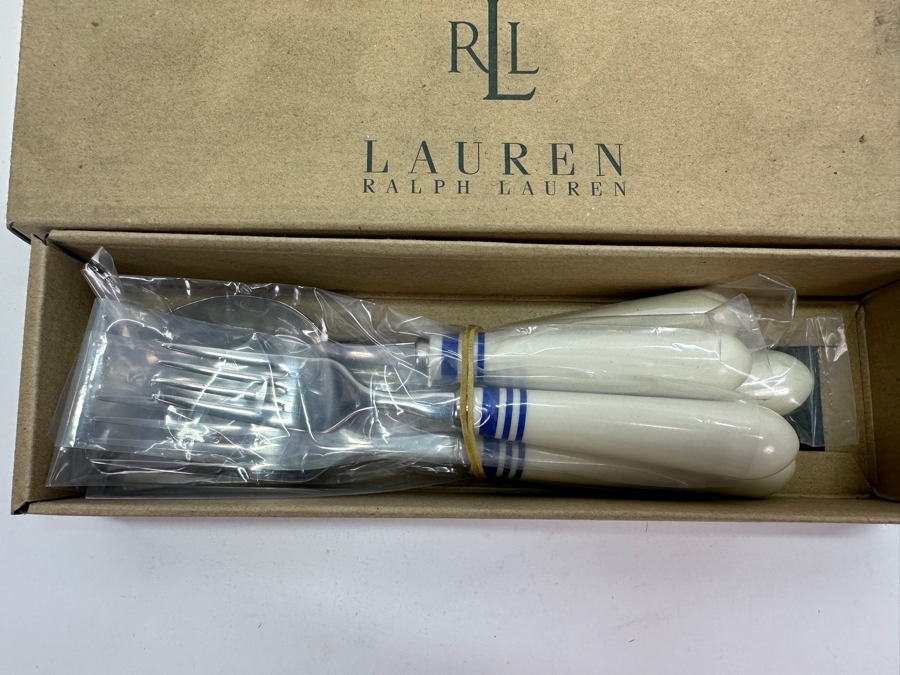 Ralph Lauren Café Stripe Blue (2) 5 Piece Place Settings [Photo 2]