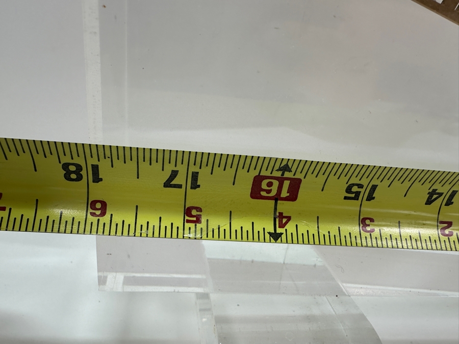 Vintage Chinese Intricately Carved Wooden Hand Fan in Lucite Display Case 18'W x 5.5'D x 12.75'H  [Photo 20]