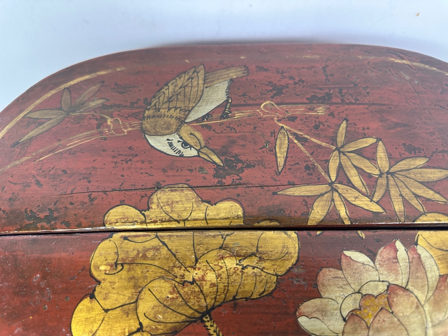 Antique Chinese Hand Painted Lacquer Wedding Box 18.5W x 12'D x 11'H [Photo 7]