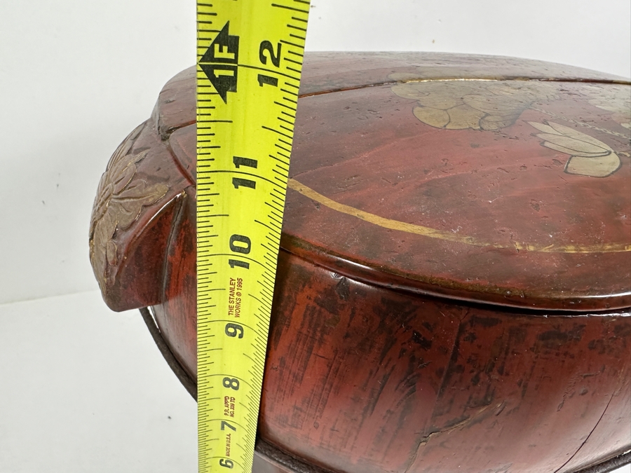 Antique Chinese Hand Painted Lacquer Wedding Box 18.5W x 12'D x 11'H [Photo 23]