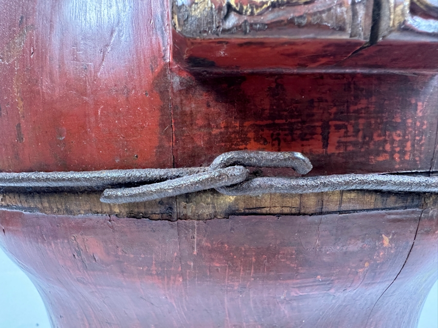 Antique Chinese Hand Painted Lacquer Wedding Box 18.5W x 12'D x 11'H [Photo 12]