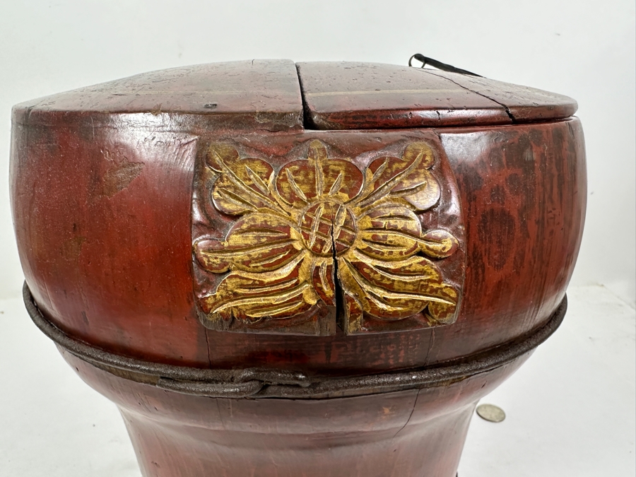 Antique Chinese Hand Painted Lacquer Wedding Box 18.5W x 12'D x 11'H [Photo 11]