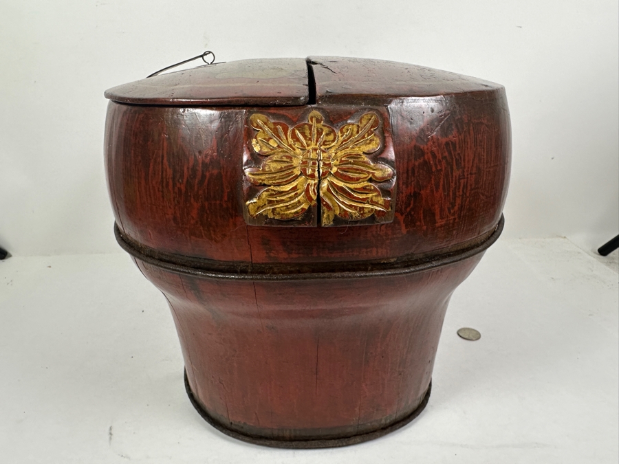 Antique Chinese Hand Painted Lacquer Wedding Box 18.5W x 12'D x 11'H [Photo 14]