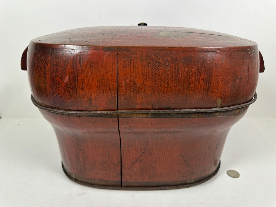 Antique Chinese Hand Painted Lacquer Wedding Box 18.5W x 12'D x 11'H [Photo 13]