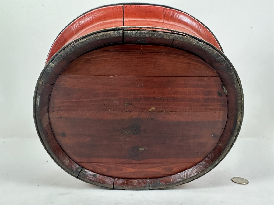 Antique Chinese Hand Painted Lacquer Wedding Box 11W x 11'D x 12.5'H [Photo 16]