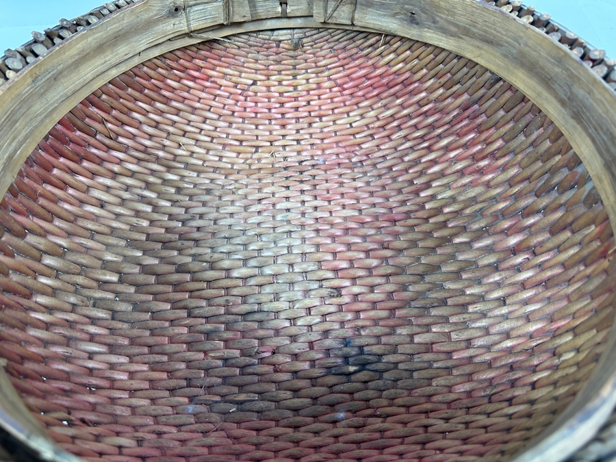 Antique Chinese Woven Willow Wedding Basket 16.5'W x 12'H [Photo 16]