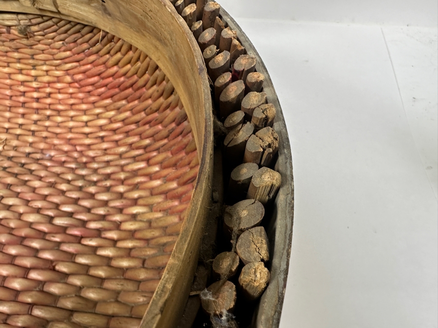 Antique Chinese Woven Willow Wedding Basket 16.5'W x 12'H [Photo 17]