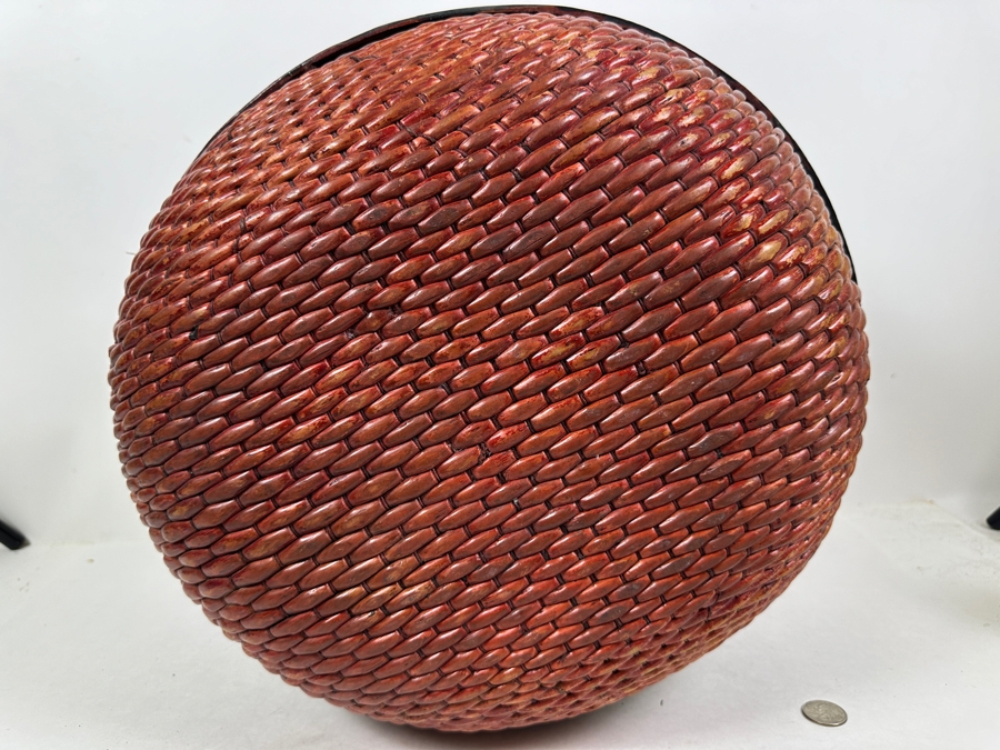 Antique Chinese Woven Willow Wedding Basket 16.5'W x 12'H [Photo 14]