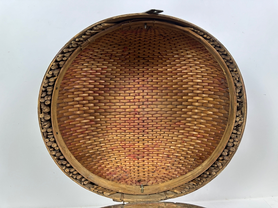 Antique Chinese Woven Willow Wedding Basket 16.5'W x 12'H [Photo 15]