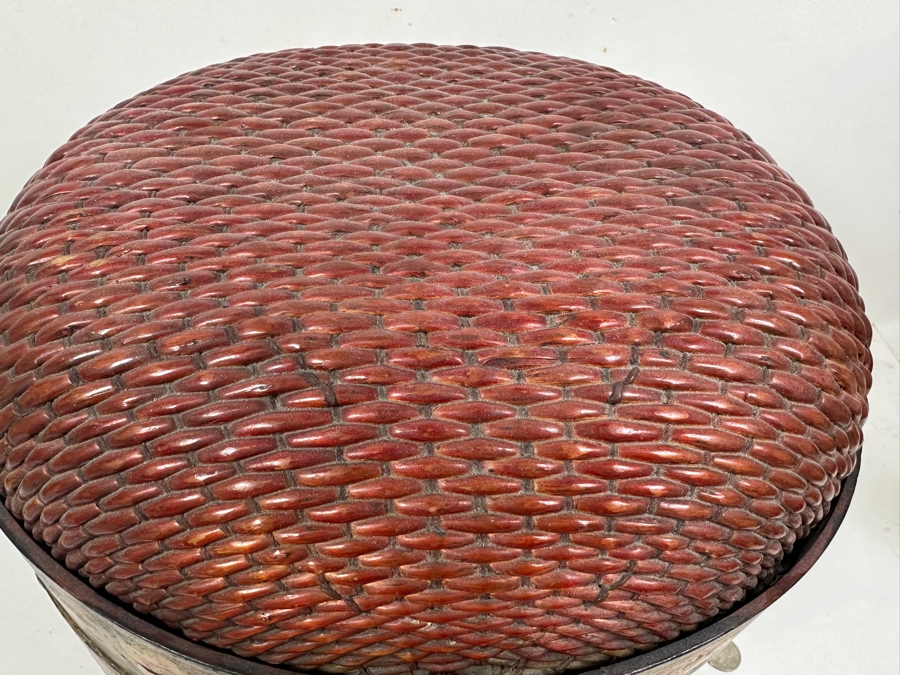 Antique Chinese Woven Willow Wedding Basket 16.5'W x 12'H [Photo 7]