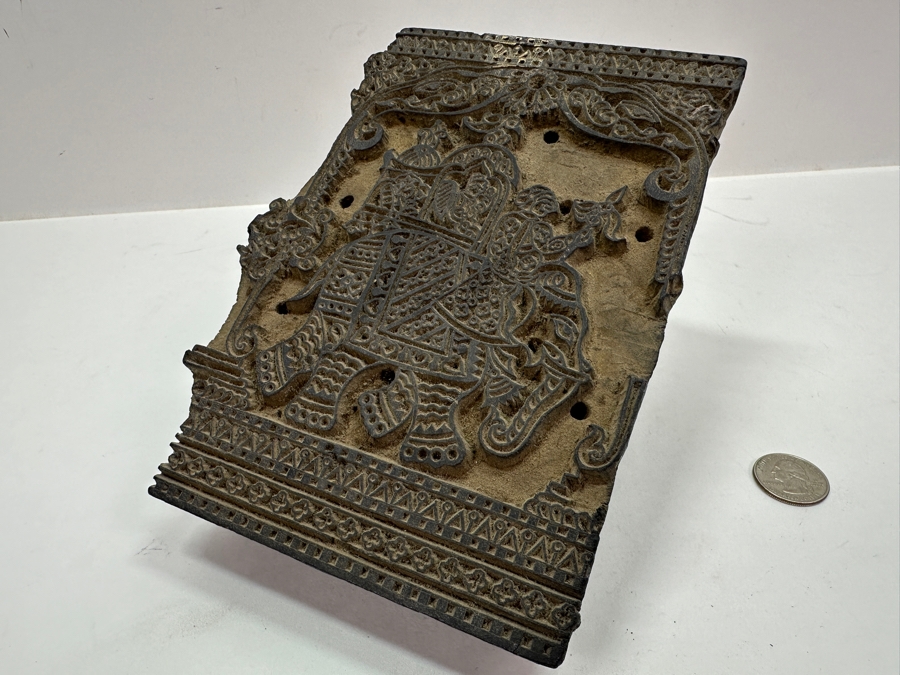 Hand Carved Wooden Indian Elephant Hand Stamp 5.5'W x 3.5'D x 7.75'H [Photo 6]
