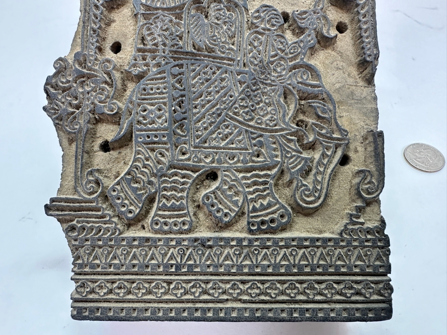 Hand Carved Wooden Indian Elephant Hand Stamp 5.5'W x 3.5'D x 7.75'H [Photo 11]