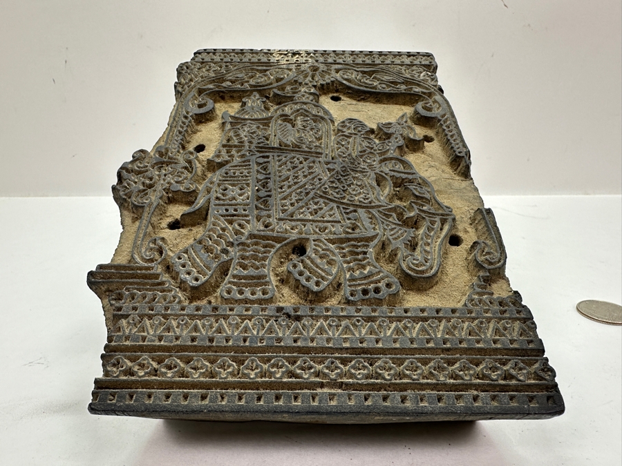 Hand Carved Wooden Indian Elephant Hand Stamp 5.5'W x 3.5'D x 7.75'H [Photo 8]