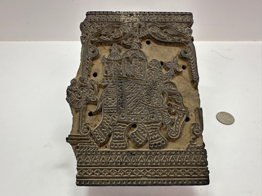 Hand Carved Wooden Indian Elephant Hand Stamp 5.5'W x 3.5'D x 7.75'H [Photo 9]