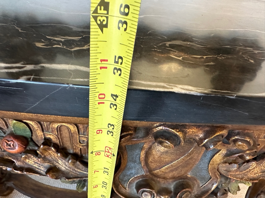 Stunning Antique Carved Wooden Polychrome Console Table With Marble Top 51W X 18D X 34.5H [Photo 14]