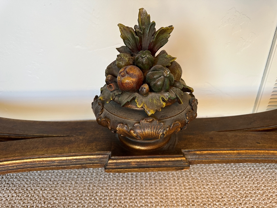 Stunning Antique Carved Wooden Polychrome Console Table With Marble Top 51W X 18D X 34.5H [Photo 6]