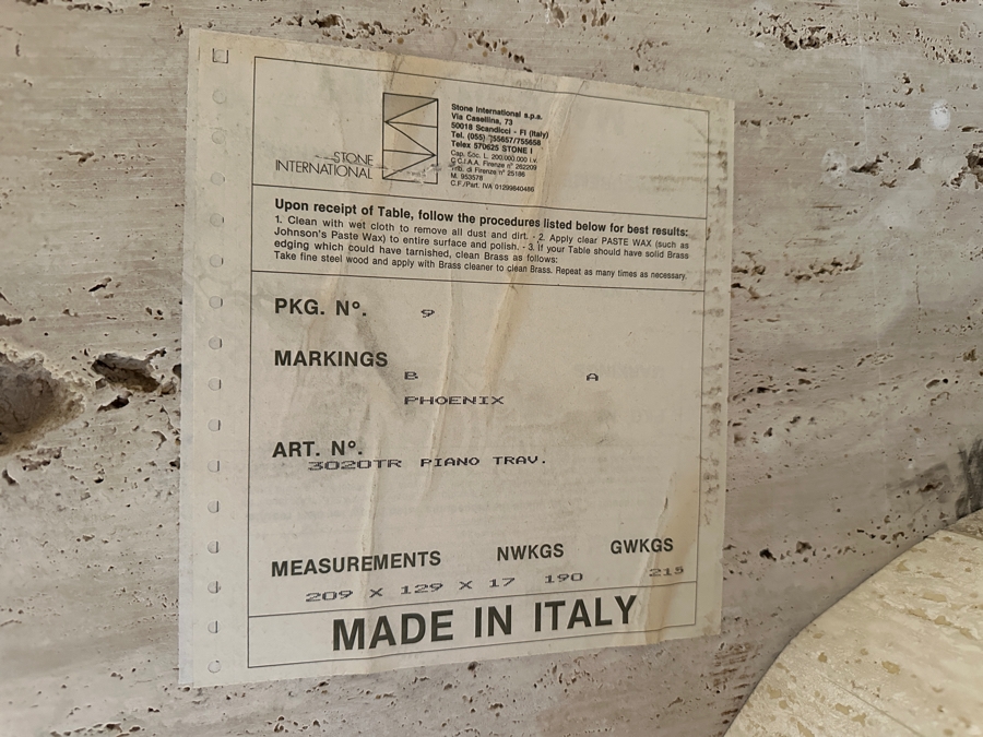 Stunning Italian Travertine Oval Dining Table With Travertine Pedestal Base By Stone International 78'L X 47'W X 29.5'H And Eight Kindel Grand Rapids Dining Chairs [Photo 13]