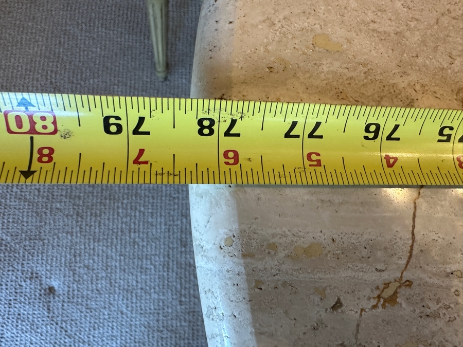 Stunning Italian Travertine Oval Dining Table With Travertine Pedestal Base By Stone International 78'L X 47'W X 29.5'H And Eight Kindel Grand Rapids Dining Chairs [Photo 19]