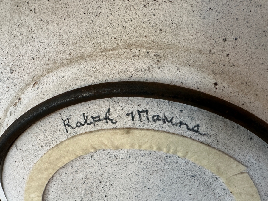 Artist Signed Studio Pottery 26.5W With Wrought Iron Stand [Photo 5]