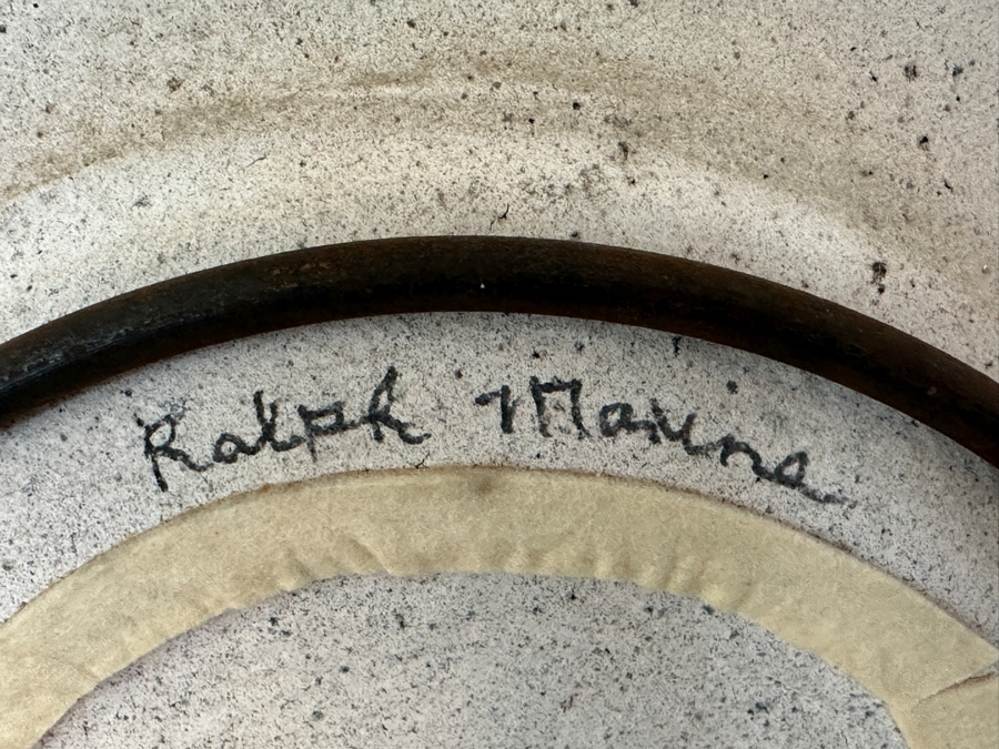 Artist Signed Studio Pottery 26.5W With Wrought Iron Stand [Photo 6]