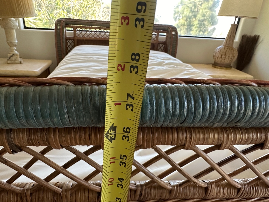 French Grange Art Deco Wicker Sleigh Bed 49W X 85L X 37.5H [Photo 11]